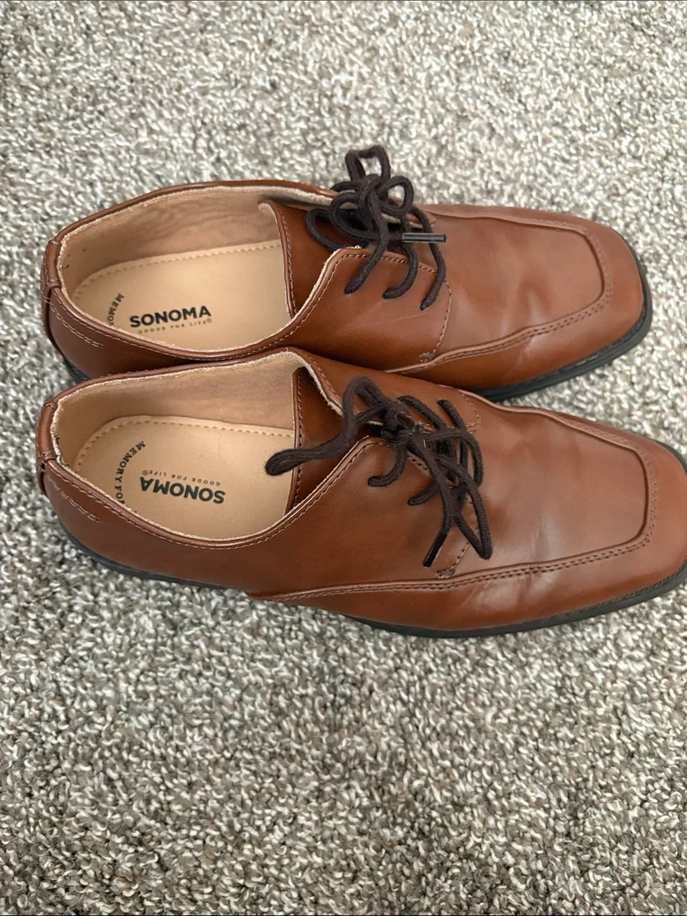 Sonoma boys Cognac Brown Leather Lace-Up Oxfords